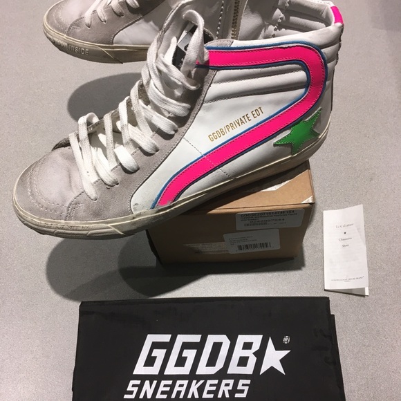 Golden Goose Slide Sneaker White/Pink/Green 39 NIB - Picture 3 of 8